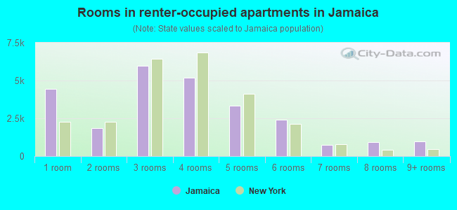 Rooms in renter-occupied apartments in Jamaica