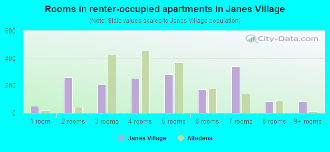 Rooms in renter-occupied apartments in Janes Village