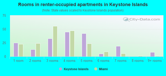 Rooms in renter-occupied apartments in Keystone Islands
