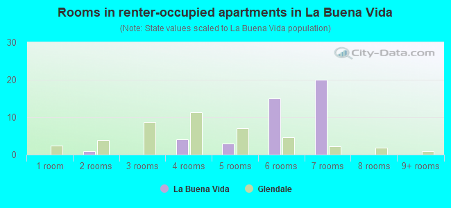 Rooms in renter-occupied apartments in La Buena Vida