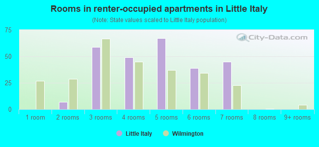 Rooms in renter-occupied apartments in Little Italy
