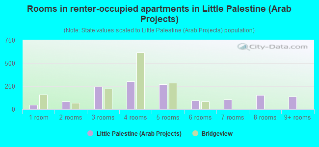 Rooms in renter-occupied apartments in Little Palestine (Arab Projects)