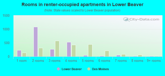 Rooms in renter-occupied apartments in Lower Beaver