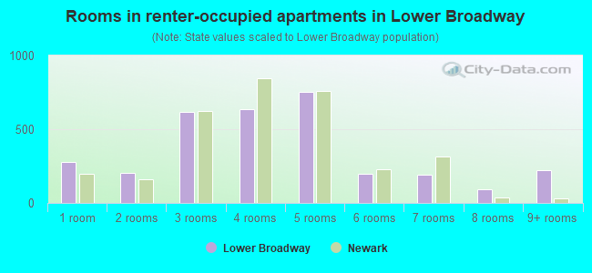 Rooms in renter-occupied apartments in Lower Broadway