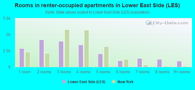 Rooms in renter-occupied apartments in Lower East Side (LES)