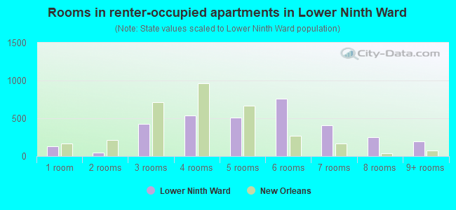 Rooms in renter-occupied apartments in Lower Ninth Ward