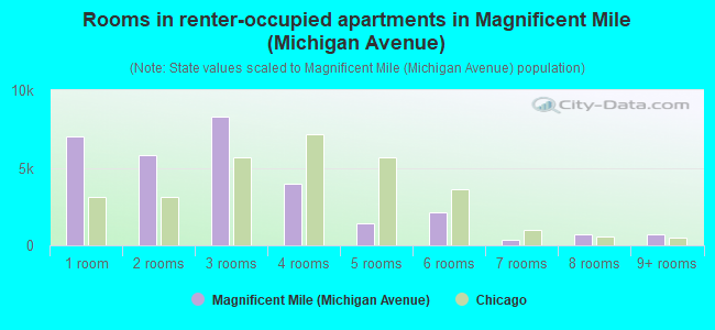 Rooms in renter-occupied apartments in Magnificent Mile (Michigan Avenue)