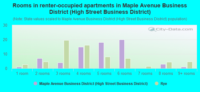 Rooms in renter-occupied apartments in Maple Avenue Business District (High Street Business District)