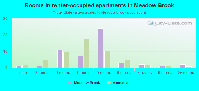 Rooms in renter-occupied apartments in Meadow Brook
