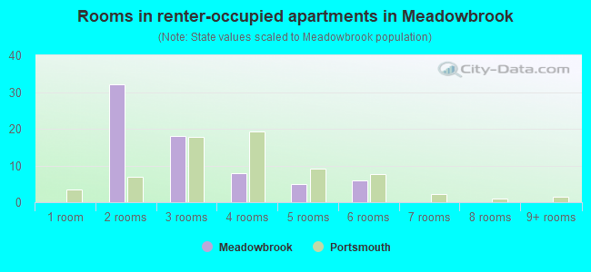 Rooms in renter-occupied apartments in Meadowbrook