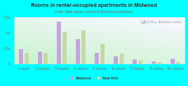 Rooms in renter-occupied apartments in Midwood