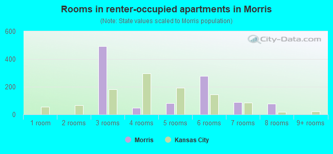 Rooms in renter-occupied apartments in Morris