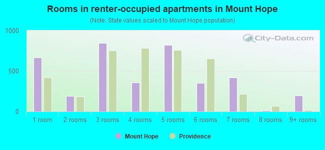Rooms in renter-occupied apartments in Mount Hope