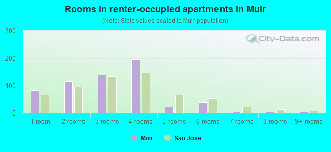Rooms in renter-occupied apartments in Muir