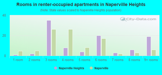 Rooms in renter-occupied apartments in Naperville Heights