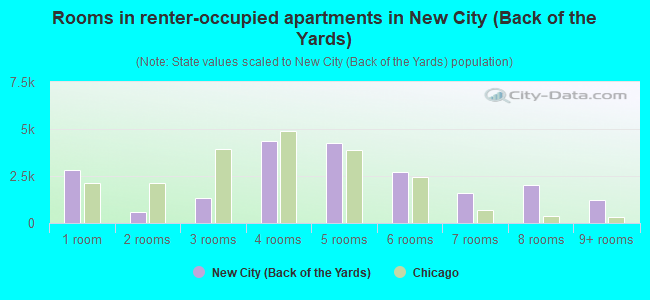 Rooms in renter-occupied apartments in New City (Back of the Yards)