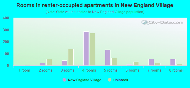Rooms in renter-occupied apartments in New England Village
