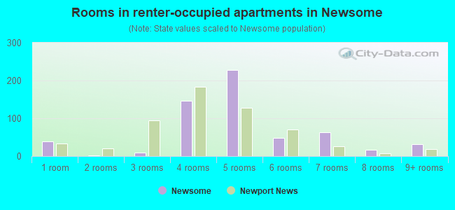Rooms in renter-occupied apartments in Newsome