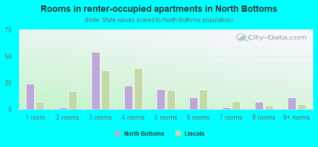 Rooms in renter-occupied apartments in North Bottoms