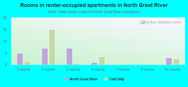 Rooms in renter-occupied apartments in North Great River