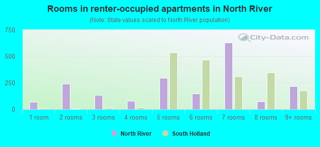 Rooms in renter-occupied apartments in North River