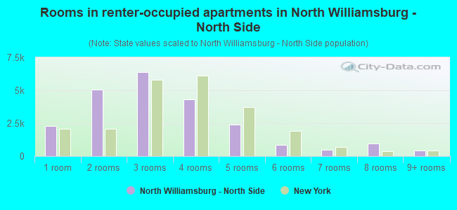 Rooms in renter-occupied apartments in North Williamsburg - North Side