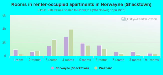 Rooms in renter-occupied apartments in Norwayne (Shacktown)
