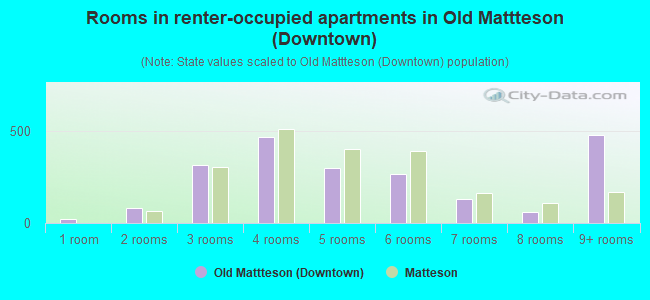 Rooms in renter-occupied apartments in Old Mattteson (Downtown)