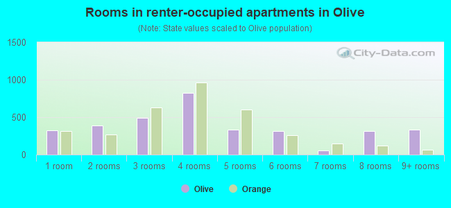 Rooms in renter-occupied apartments in Olive
