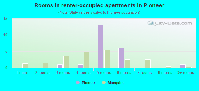 Rooms in renter-occupied apartments in Pioneer