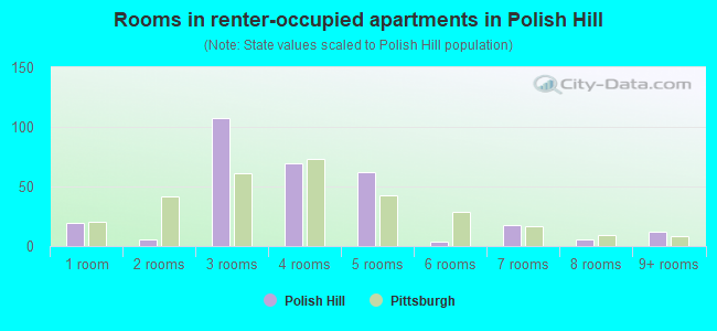 Rooms in renter-occupied apartments in Polish Hill