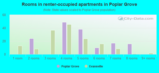 Rooms in renter-occupied apartments in Poplar Grove