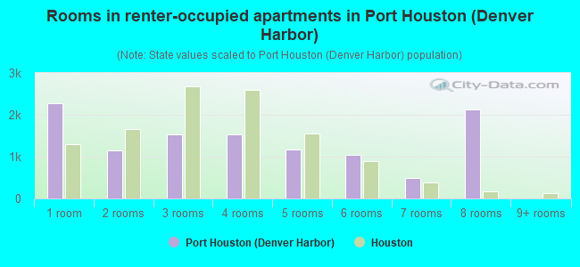 Rooms in renter-occupied apartments in Port Houston (Denver Harbor)