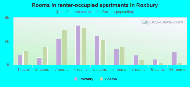 Rooms in renter-occupied apartments in Roxbury