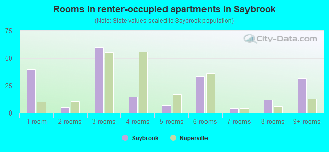 Rooms in renter-occupied apartments in Saybrook