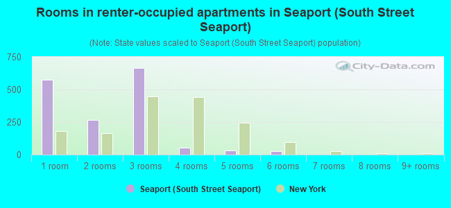 Rooms in renter-occupied apartments in Seaport (South Street Seaport)