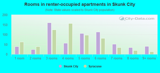 Rooms in renter-occupied apartments in Skunk City