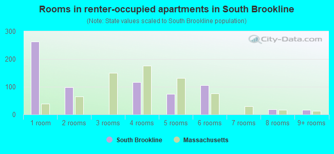 Rooms in renter-occupied apartments in South Brookline