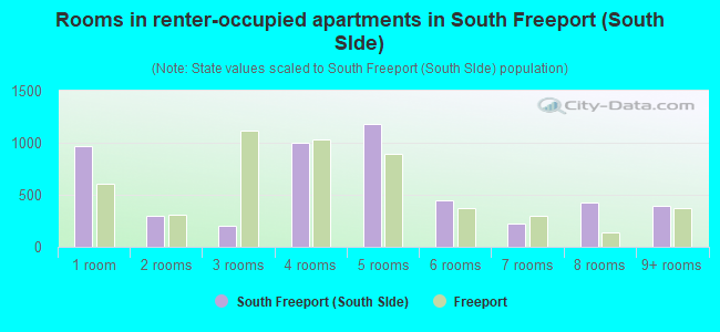Rooms in renter-occupied apartments in South Freeport (South SIde)