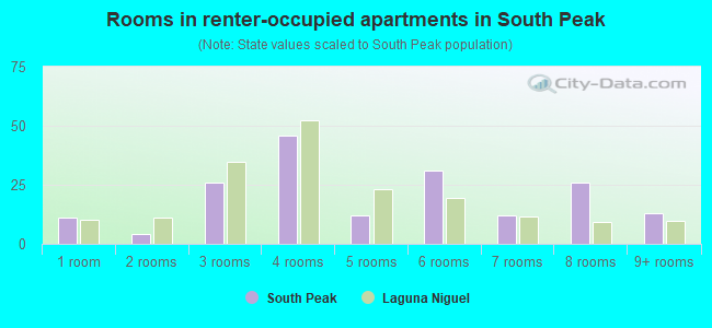 Rooms in renter-occupied apartments in South Peak