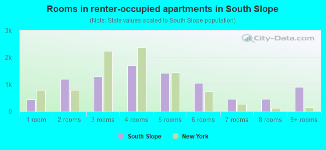 Rooms in renter-occupied apartments in South Slope