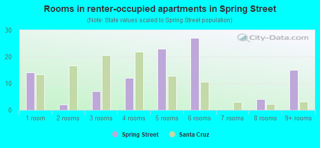Rooms in renter-occupied apartments in Spring Street