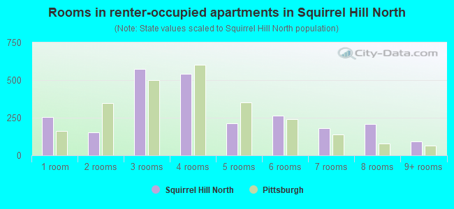 Rooms in renter-occupied apartments in Squirrel Hill North