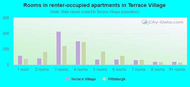 Rooms in renter-occupied apartments in Terrace Village
