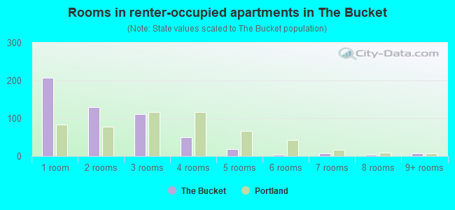 Rooms in renter-occupied apartments in The Bucket