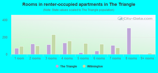 Rooms in renter-occupied apartments in The Triangle