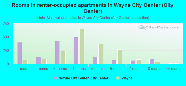 Rooms in renter-occupied apartments in Wayne City Center (City Center)