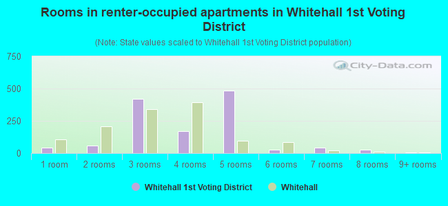 Rooms in renter-occupied apartments in Whitehall 1st Voting District