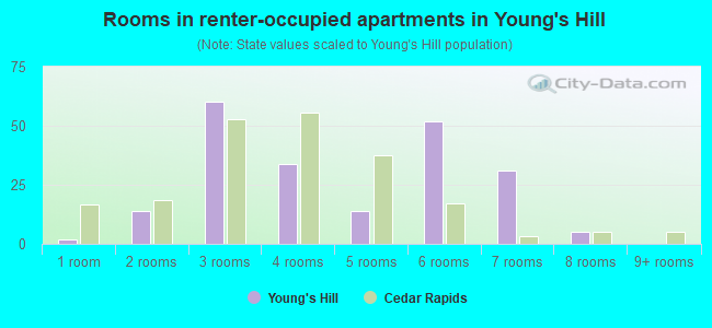 Rooms in renter-occupied apartments in Young's Hill