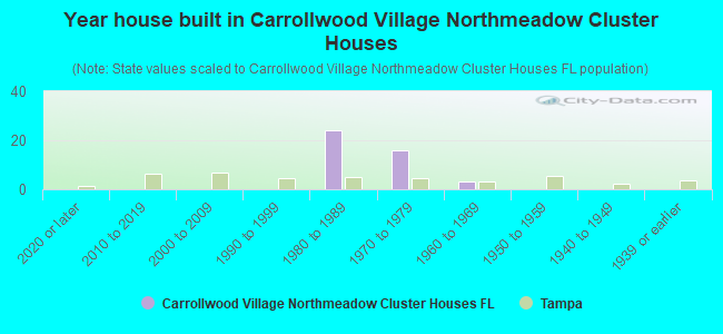 Year house built in Carrollwood Village Northmeadow Cluster Houses